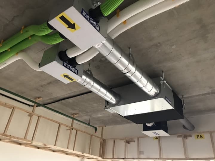 天花板內全熱交換器風管施工現場